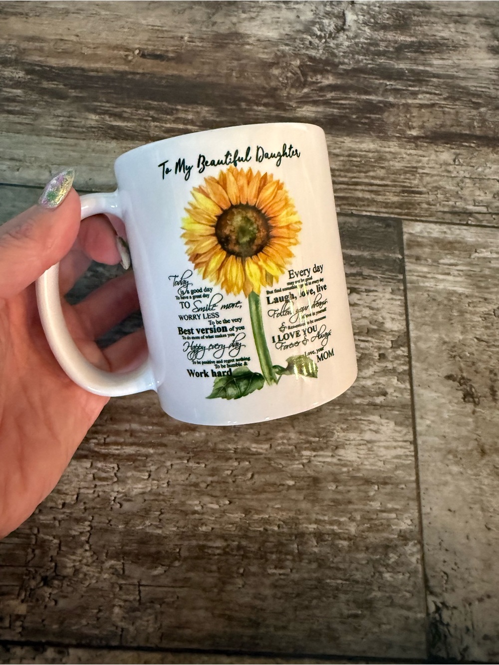 2 for $15 sale: NWOT sunflower coffee mug for beautiful daughter